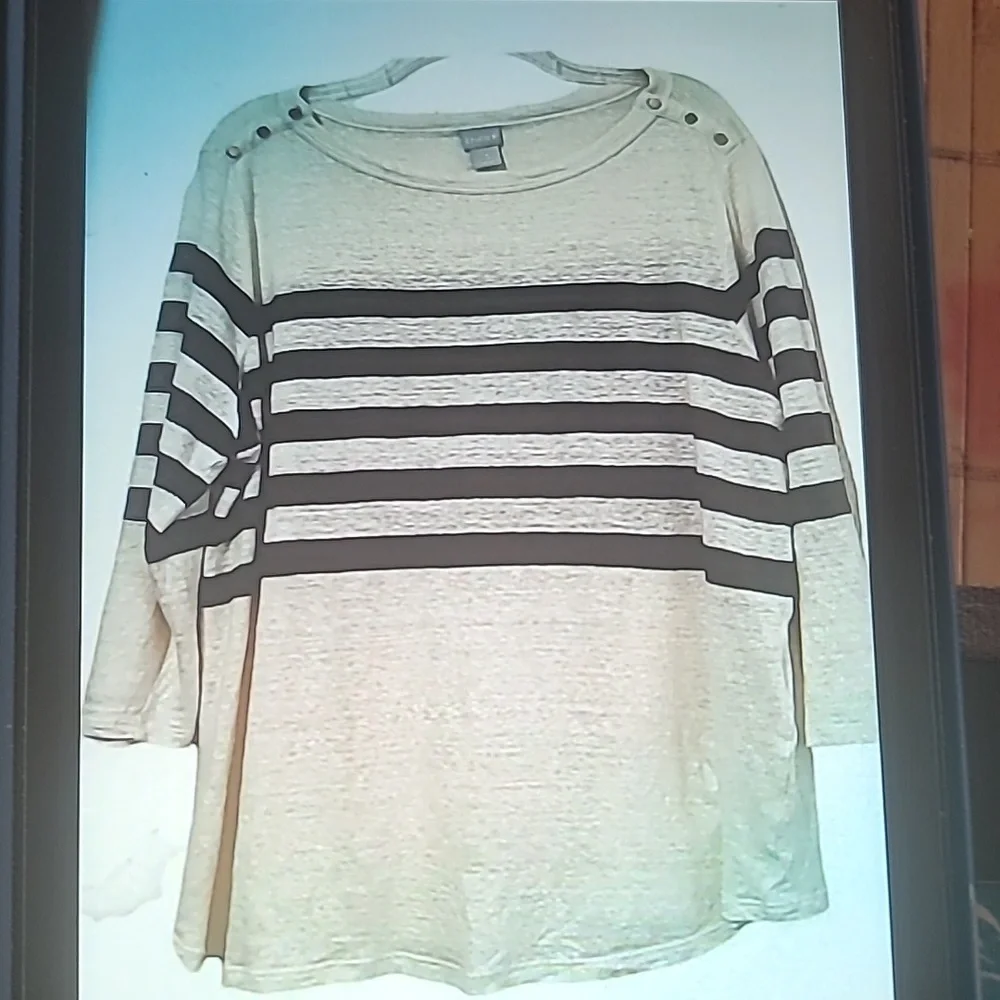 Chico's Boatneck  100% Linen Women Pullover Top XL - Picture 9 of 10